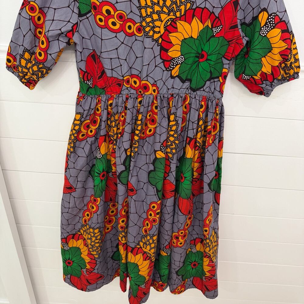 Women’s Mae Otti Colorful African Print Button Up Dress Size L - Picture 7 of 7